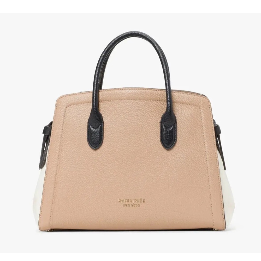 New Kate Spade Knott Colorblock Pebble Leather Medium Satchel Leather Multi